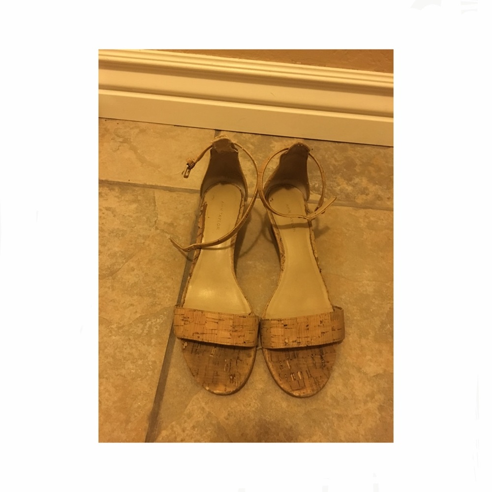 Ann Taylor Cork Wedge Sandals